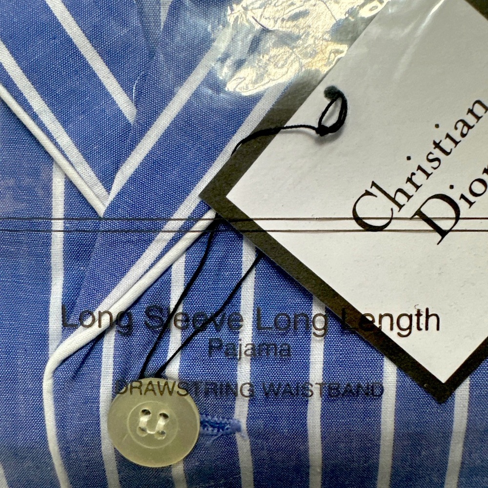 Sold Vintage dead stock Christian Dior pajama set! Blue pinstripe classic large